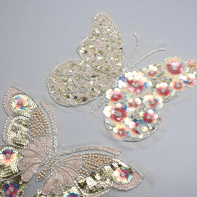 Wholesale Beaded Sequin Embroidered Butterfly Cloth Sewing Patch